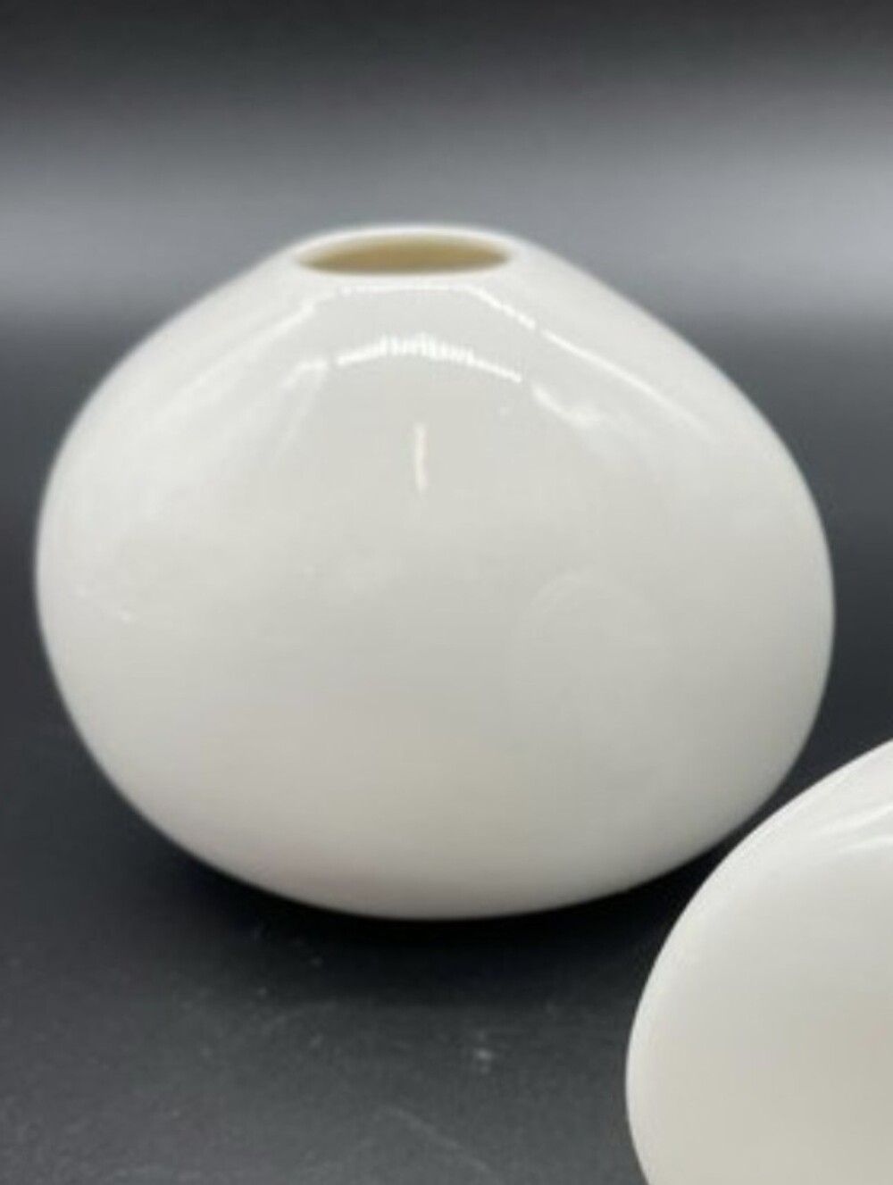 Crate & Barrel White Bean Vase 4" Ceramic Minimalist Modern